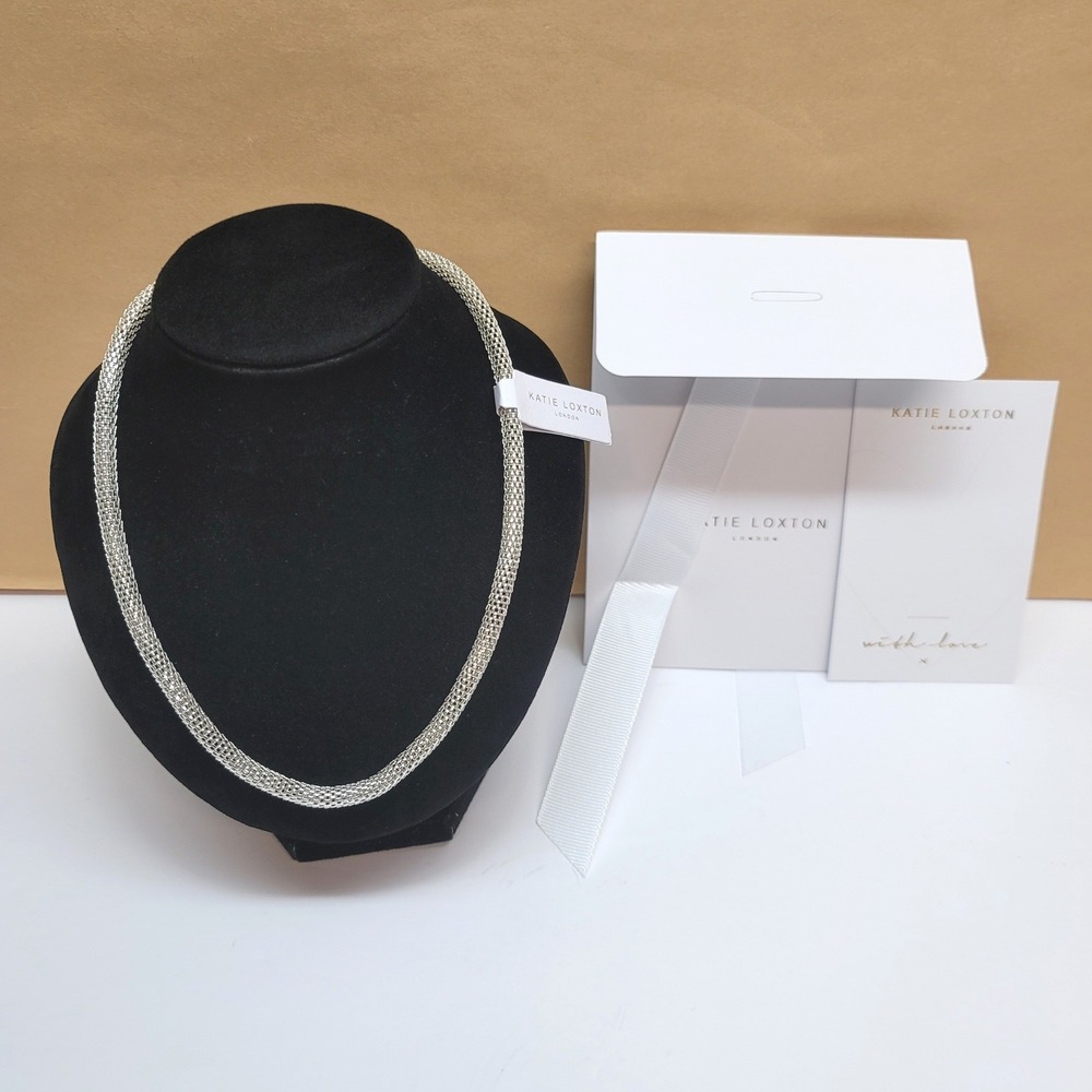 Katie Loxton London Halo Silver Venetian Rope Mesh Necklace Magnetic Clasp 16.5"